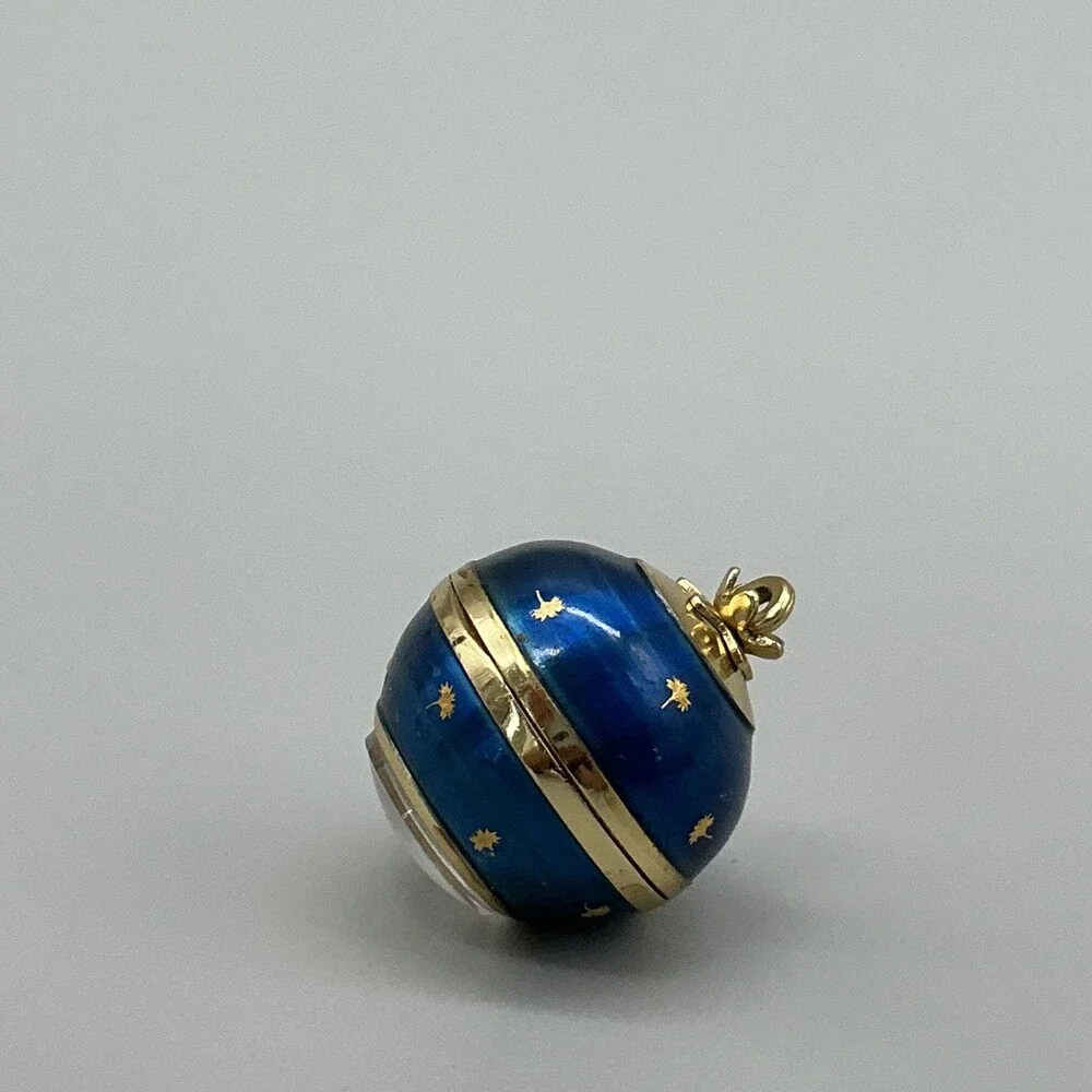 Vintage Buler Pendant Watch Women 21mm Blue Enamel Orb /Globe 17J Swiss Manual
